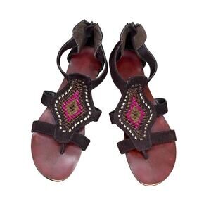 DOLCE VITA Beaded Suede Gladiator Sandals Size 7-7.5